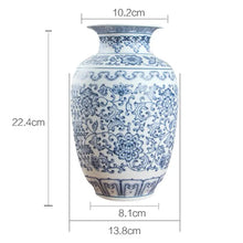 Load image into Gallery viewer, No Glazed Blue and White Porcelain Vases Interlocking Lotus Design Flower Ceramic Vase Home Decoration Jingdezhen Flower Vases
