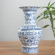 Load image into Gallery viewer, No Glazed Blue and White Porcelain Vases Interlocking Lotus Design Flower Ceramic Vase Home Decoration Jingdezhen Flower Vases
