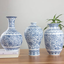 Load image into Gallery viewer, No Glazed Blue and White Porcelain Vases Interlocking Lotus Design Flower Ceramic Vase Home Decoration Jingdezhen Flower Vases
