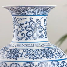 Load image into Gallery viewer, No Glazed Blue and White Porcelain Vases Interlocking Lotus Design Flower Ceramic Vase Home Decoration Jingdezhen Flower Vases
