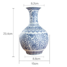 Load image into Gallery viewer, No Glazed Blue and White Porcelain Vases Interlocking Lotus Design Flower Ceramic Vase Home Decoration Jingdezhen Flower Vases
