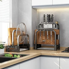 Load image into Gallery viewer, 1pc Stainless Steel Knife Holder Kitchen Rack Home Countertop Cutting Board Rack Cutting Board Knife Integrated Storage Rack
