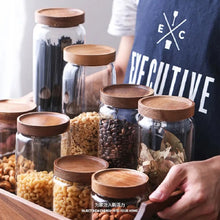 Load image into Gallery viewer, 1 PC Small Glass Storage Jars with Airtight Lids, Coffee Container with Wooden Lid

