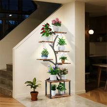 Load image into Gallery viewer, 7 Tier Tree Shaped Plant Stand for Patio Living Room Metal Plant Flower Pot Display Holder with Lights
