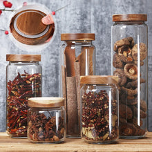 Load image into Gallery viewer, 1 PC Small Glass Storage Jars with Airtight Lids, Coffee Container with Wooden Lid
