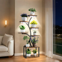 Load image into Gallery viewer, 7 Tier Tree Shaped Plant Stand for Patio Living Room Metal Plant Flower Pot Display Holder with Lights
